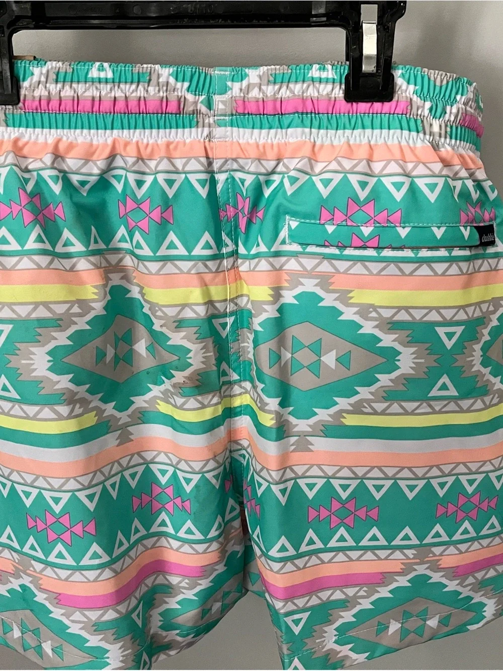 chubbies Turquoise, Coral & Pink Aztec Swim Trunks - Picture 2 of 6